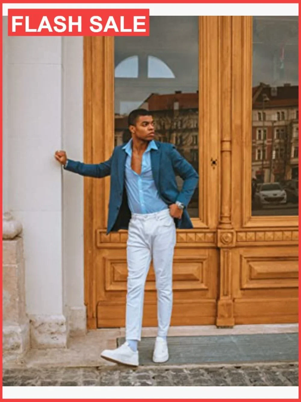 Men's Casual Knit Sport Coat Lightweight Blazer Two Button Notch Lapel